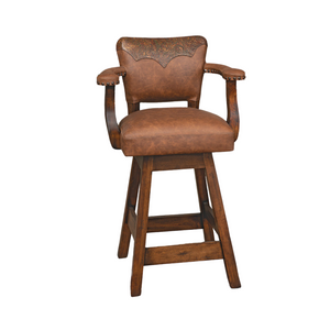 Whiskey Tooled Leather Barstool